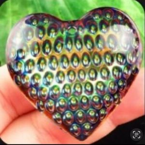 Rainbow titanium crystal heart necklace